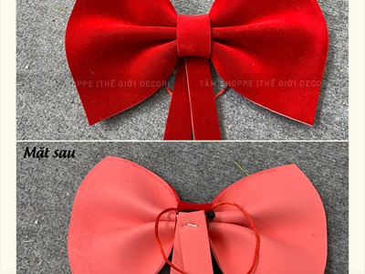 Nơ đỏ Bitis phun nhung 2 cánh - 1 lớp [Đứng form - Nhiều cỡ] PK-NO-07